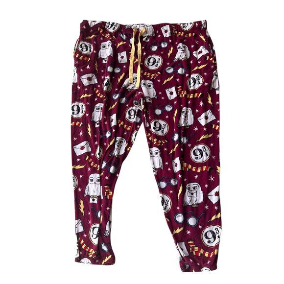 HARRY POTTER red owl wizard lounge sleep pants pockets joggers plus sz 3XL XXXL - Picture 1 of 7